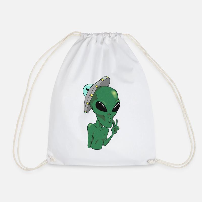Un extraterrestre faisant un symbole de paix - Sac de sport léger - blanc