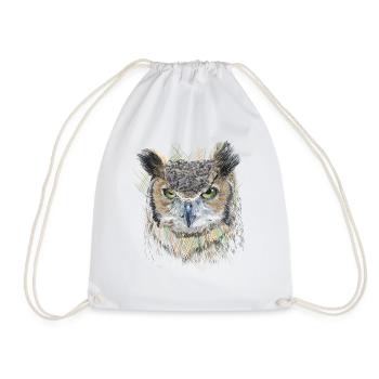 Owl - Drawstring Bag - white - Front