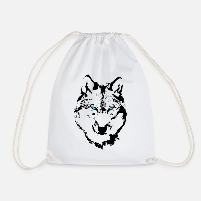 wolf - Drawstring Bag - white