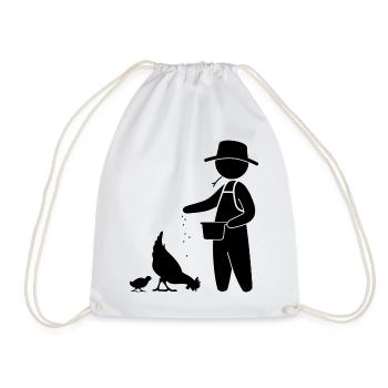 Farmer feeding the chickens - Drawstring Bag - white - Front