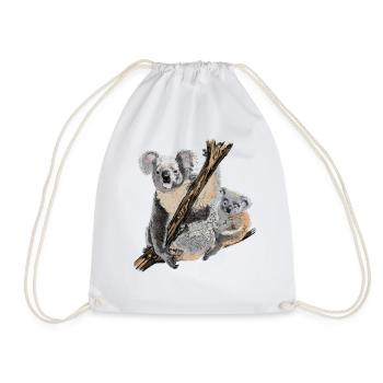 koala bear - Drawstring Bag - white - Front