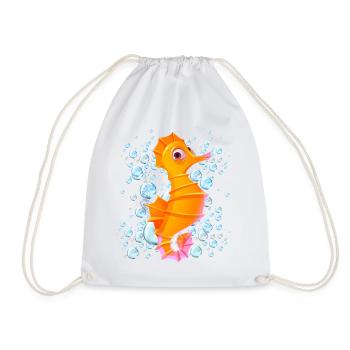 Sea Horse Bubbles - Drawstring Bag - white - Front