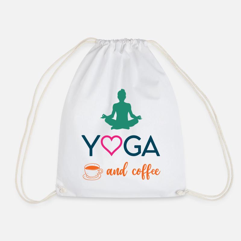 Yoga und Kaffee - Turnbeutel - Weiß
