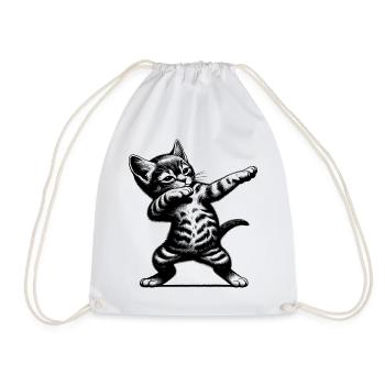 Chat dansant - Idée cadeau Dabbing - Sac de sport léger - blanc - Devant