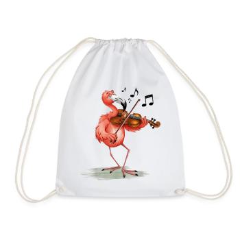 Flamingo Violinist - Drawstring Bag - white - Front