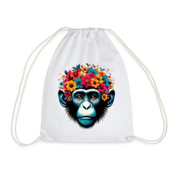 Monkey - Drawstring Bag - white - Front