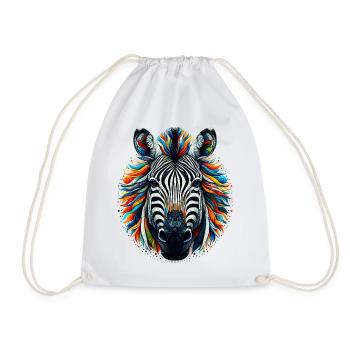 Zebra - Drawstring Bag - white - Front