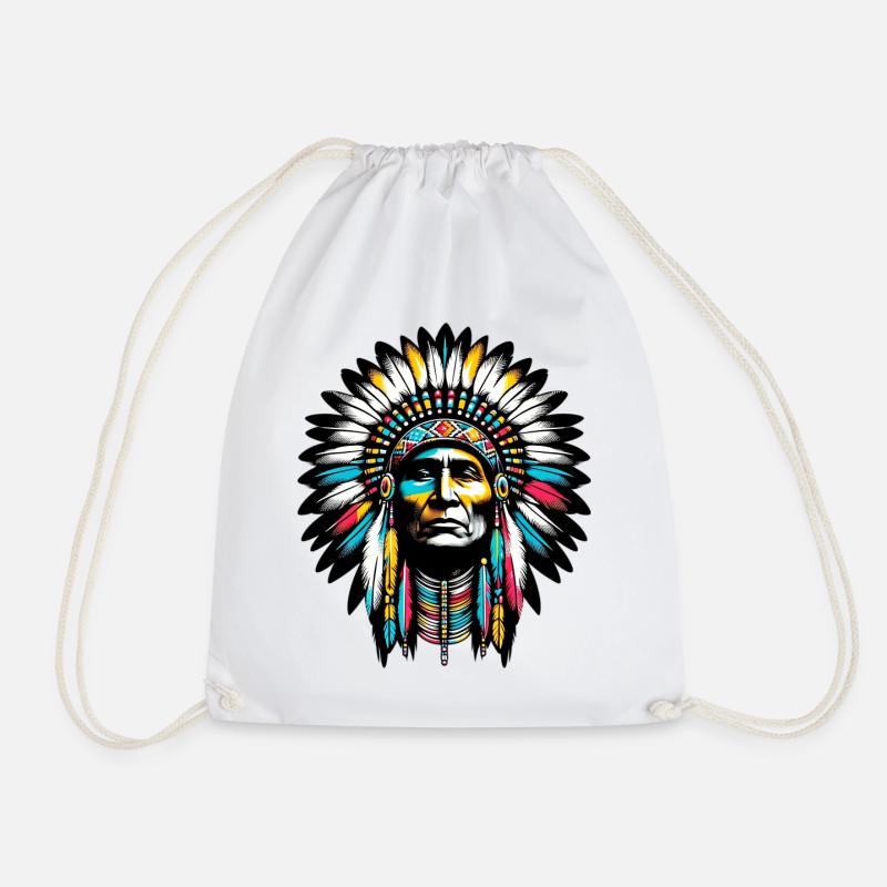 American Indian American - Drawstring Bag - white