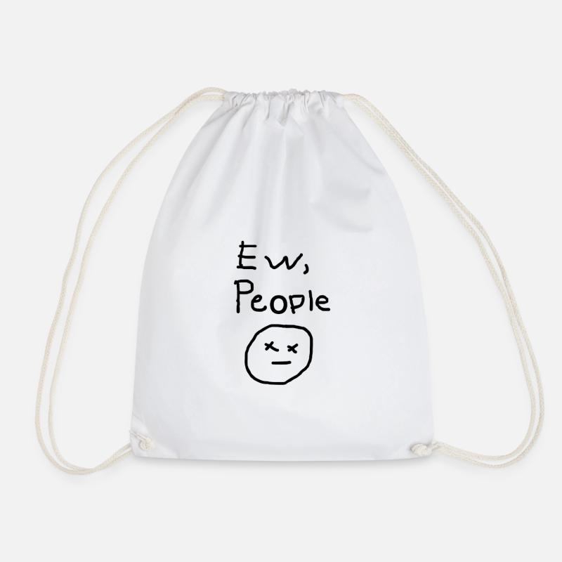 Ew People black design cute - Drawstring Bag - white