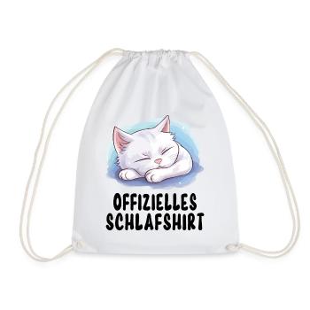 Official Sleep Shirt Cat Pajamas Cute Animal - Drawstring Bag - white - Front