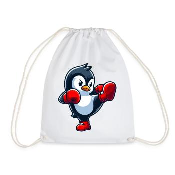 Cooler Pinguin Boxer Kickboxer Cartoon Kampfsport - Turnbeutel - Weiß - Vorne