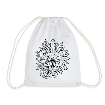 Psychedelic Skull Weed Design - Totenkopf - Turnbeutel - Weiß - Vorne