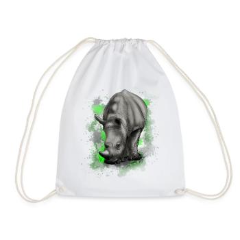 Rhinoceros - Drawstring Bag - white - Front