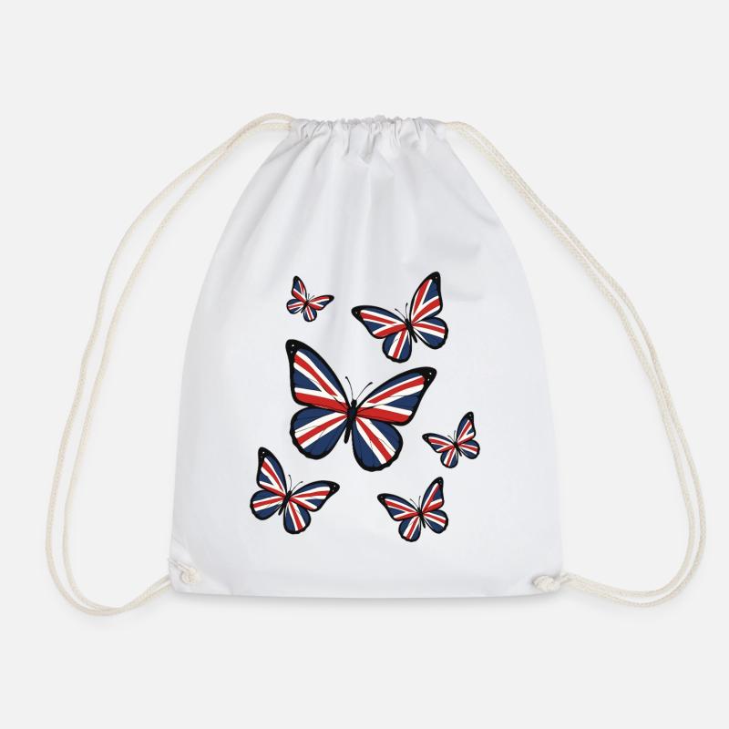 Union Jack Schmetterlinge - Turnbeutel - Weiß