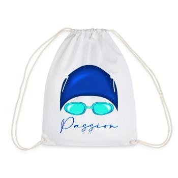 Passion Swimming Neon Blue - Drawstring Bag - white - Front