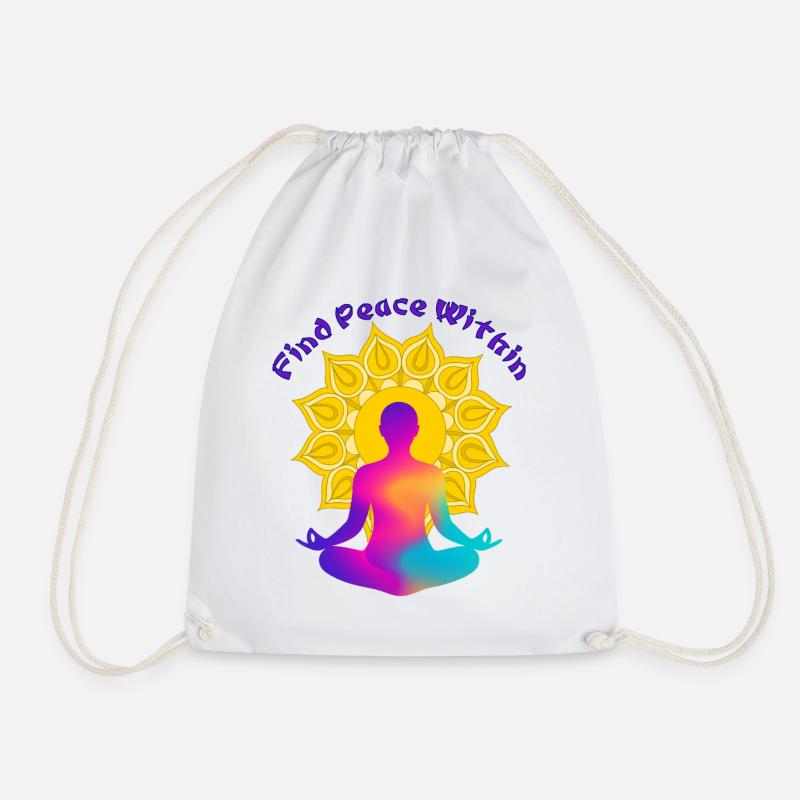 Find a Peace Within Mandala Glow - Drawstring Bag - white