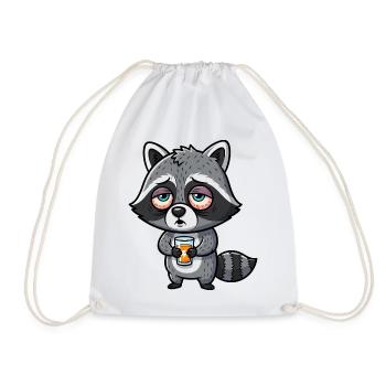 Raccoon Energy Powerless Morning Grouch Caffeine - Drawstring Bag - white - Front