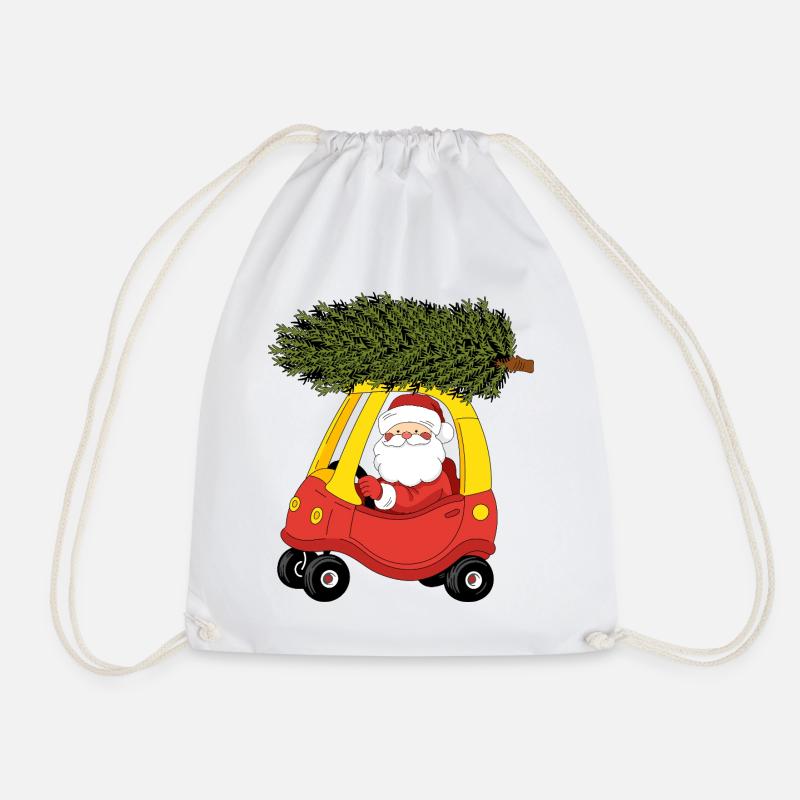 Santa Claus carries a Christmas tree - Drawstring Bag - white