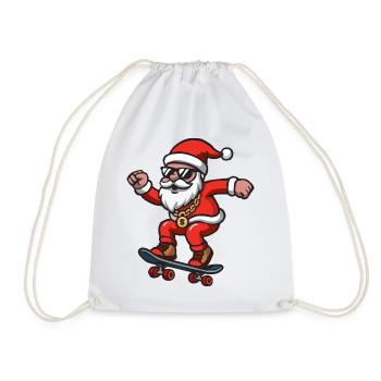 Santa Skating - Drawstring Bag - white - Front