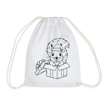 Un mignon écureuil de Noël dans une boîte cadeau - Sac de sport léger - blanc - Devant