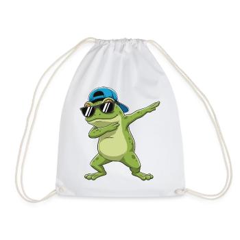 Dessin animé de lunettes de soleil de grenouille à faire du dabing - Sac de sport léger - blanc - Devant