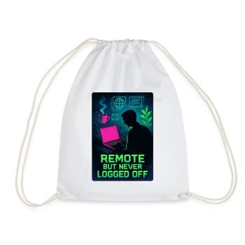 Connected teleworker H24 design neon cyber - Drawstring Bag - white - Front