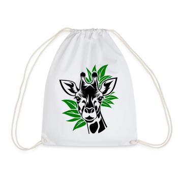 Giraffe with leaves in the background - Drawstring Bag - white - Front