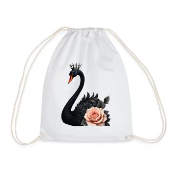 Black Swan Crowned with Rose - Drawstring Bag - white - Front