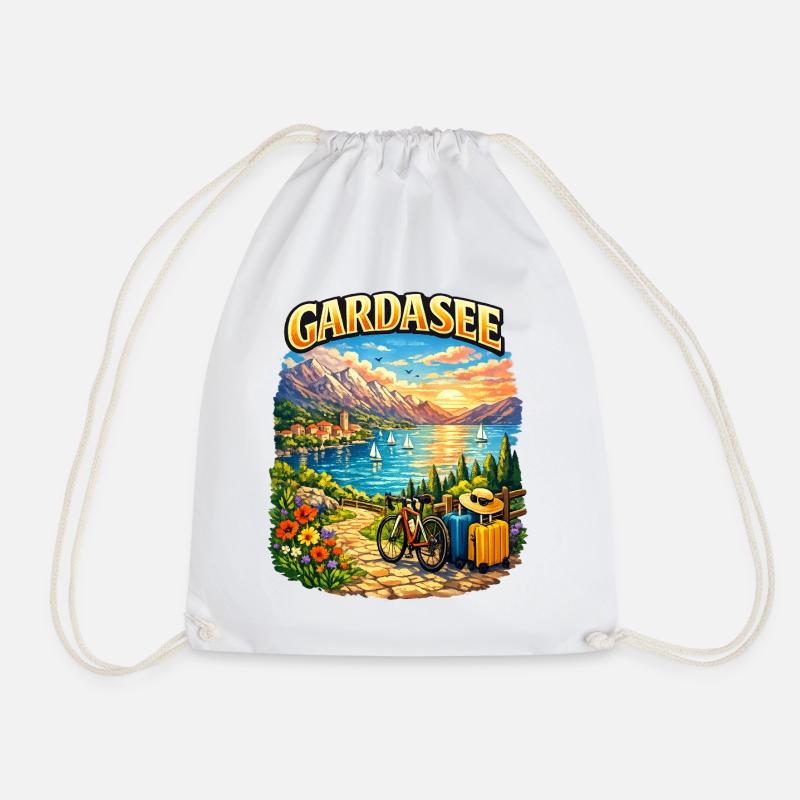 Gardasse, holidays and cycling - Drawstring Bag - white