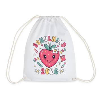 School Child 2026 School Enrollment Strawberry Girl - Drawstring Bag - white - Front