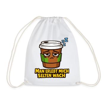 Schläfriger Kaffee Spruch - Turnbeutel - Weiß - Vorne