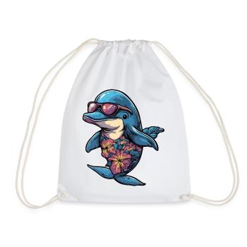 Dolphin Comic Vacation - Drawstring Bag - white - Front