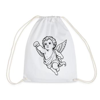 Fliegender Cherub Engel Faust Motiv - Turnbeutel - Weiß - Vorne