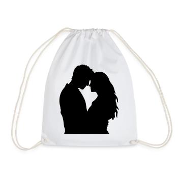 Couple Silhouette Amour Romance Petit ami de la Saint-Valentin - Sac de sport léger - blanc - Devant