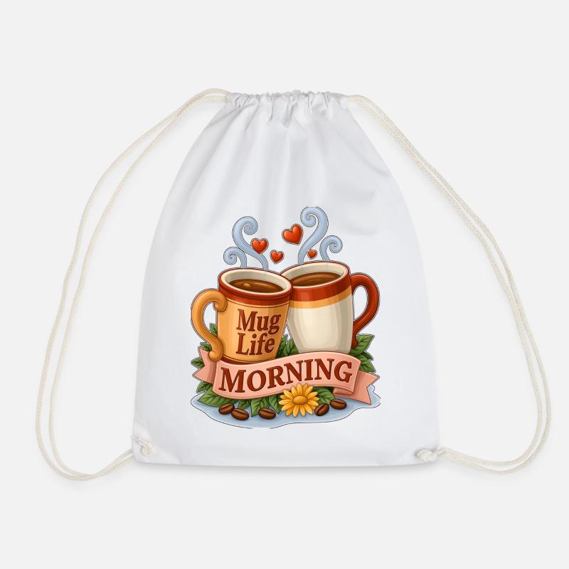 Mug Life Morgenkaffee Tassen Toast - Turnbeutel - Weiß