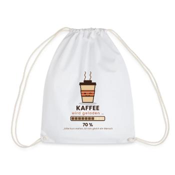 Kaffee wird geladen 70% – Morgenmuffel Spruch - Turnbeutel - Weiß - Vorne