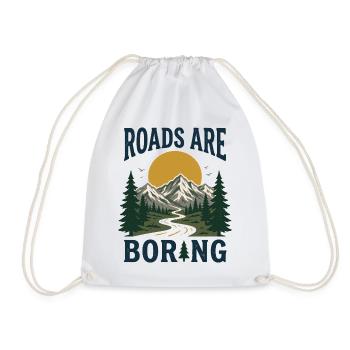 Trail Running - Roads Are Boring - Drawstring Bag - white - Front