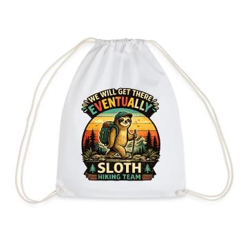 Funny Sloth Hiking Gift for Campers - Drawstring Bag - white - Front