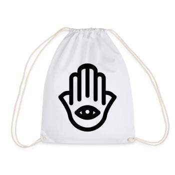 hand of Fatma Hamsa - Drawstring Bag - white - Front