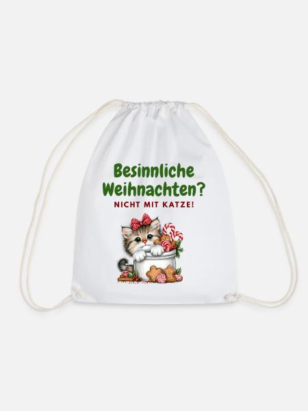 Besinnliche Weihnachten mit Katze - Turnbeutel - Weiß