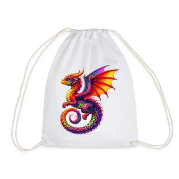 Drache - Turnbeutel - Weiß - Vorne