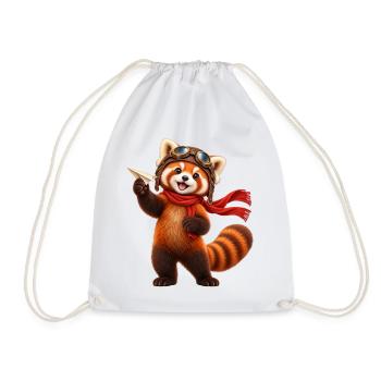 Pilot Red Panda mit Papierflugzeug - Turnbeutel - Weiß - Vorne