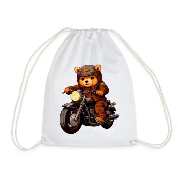 Motorrad Bären Teddy - Turnbeutel - Weiß - Vorne