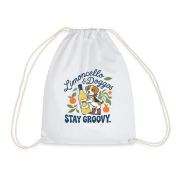 Lustiger Limoncello Stay Groovy Hund - Turnbeutel - Weiß - Vorne