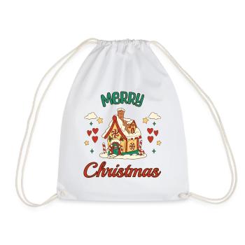 Merry Christmas Lebkuchenhaus Retro Geschenk - Turnbeutel - Weiß - Vorne