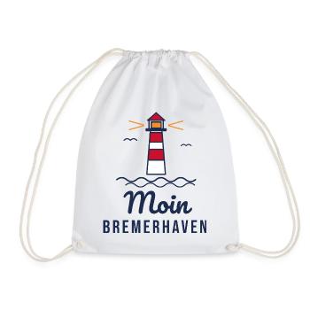 Moin Bremerhaven – Leuchtturm Nordsee Motiv - Turnbeutel - Weiß - Vorne