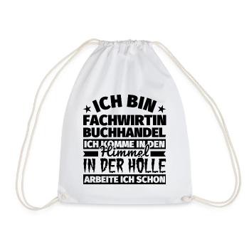 Fachwirtin Buchhandel Geschenk lustig Himmel Hölle - Turnbeutel - Weiß - Vorne