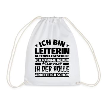 Leiterin Altenpflegeschule Geschenk lustig Himmel - Turnbeutel - Weiß - Vorne