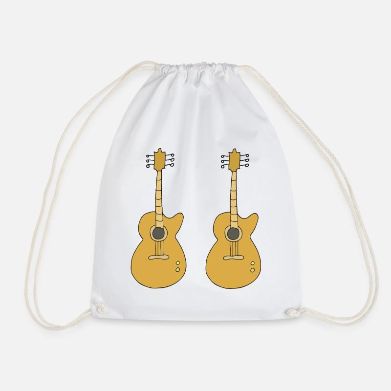 Guitar Duet - Drawstring Bag - white