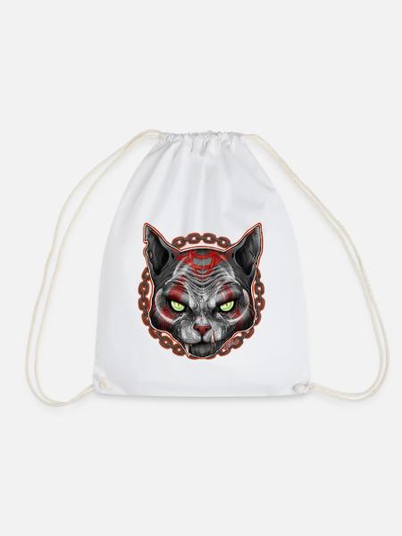 CHARIVARI Alley Cat V1 - Skull - Drawstring Bag - white